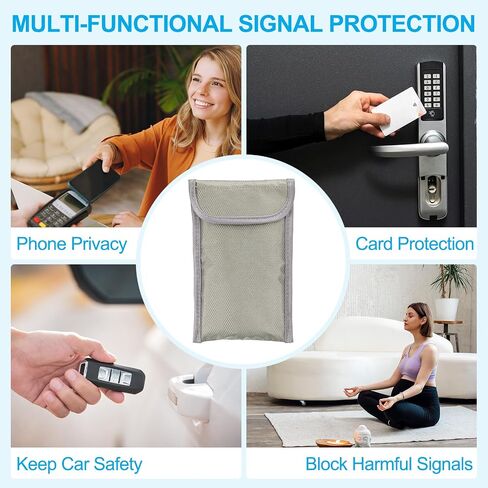 PATIKIL Faraday Bags, 6.5 Inch Signal Blocking Key Pouch Anti-Theft Car Protection Cell Phone RFID GPS Shielding Wallet for Privacy Card Protection, Silver -Grey in Saudi Arabia