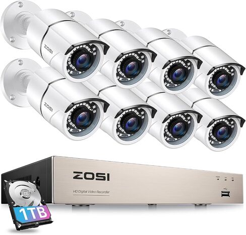 ZOSI 4K PoE Security Camera System with Audio,Smart Human Detection,100ft Night Vision,16 Channel NVR with 4TB HDD,16pcs 4MP Weatherproof PoE IP Cameras Outdoor Indoor for Home 24/7 Recording in Saudi Arabia