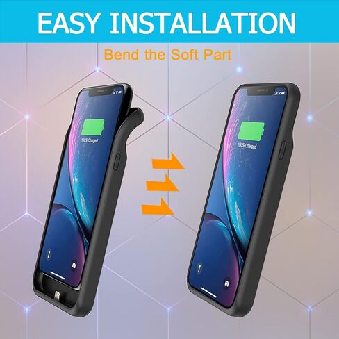 Battery Case for iPhone XR, Upgraded 7000mAh Ultra-Slim Portable Rechargeable Extended Battery Pack Charging Case Compatible with iPhone XR (6.1 inch) Power Bank Charger Case Support Carplay (Black) in Kuwait