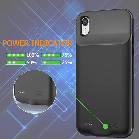 Battery Case for iPhone XR, Upgraded 7000mAh Ultra-Slim Portable Rechargeable Extended Battery Pack Charging Case Compatible with iPhone XR (6.1 inch) Power Bank Charger Case Support Carplay (Black) in Kuwait
