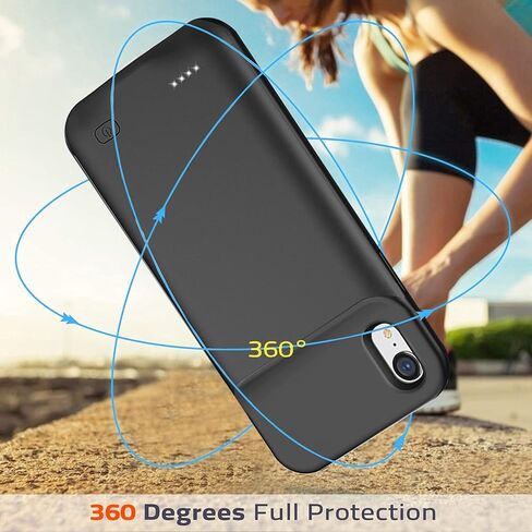 Battery Case for iPhone XR, Upgraded 7000mAh Ultra-Slim Portable Rechargeable Extended Battery Pack Charging Case Compatible with iPhone XR (6.1 inch) Power Bank Charger Case Support Carplay (Black) in Kuwait