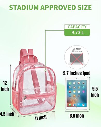 MAY TREE Clear Backpack for Stadium Events, 12x11x4.5 Inch Small Clear Backpack for Concert Festival Sports Outdoor - Black in Kuwait