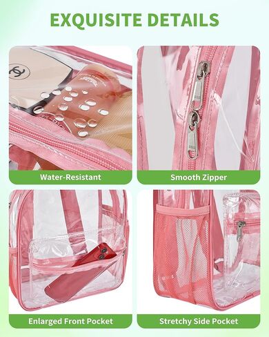 MAY TREE Clear Backpack for Stadium Events, 12x11x4.5 Inch Small Clear Backpack for Concert Festival Sports Outdoor - Black in Kuwait