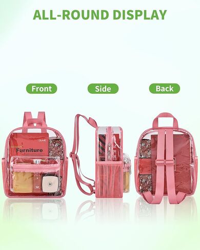 MAY TREE Clear Backpack for Stadium Events, 12x11x4.5 Inch Small Clear Backpack for Concert Festival Sports Outdoor - Black in Kuwait