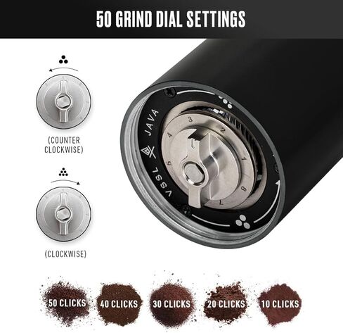 مطحنة القهوة اليدوية VSSL Java G25، سعة تصل إلى 25 جرام، شفرات مخروطية من الفولاذ المقاوم للصدأ، برونزية in Kuwait