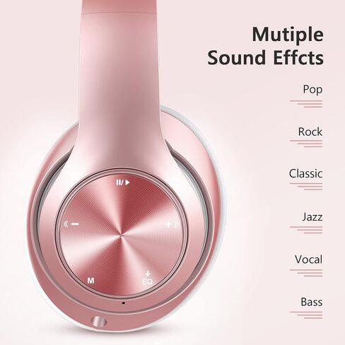 Bluetooth Headphones Over Ear, 60 Hours Playtime Foldable Headphones Wireless Bluetooth Hi-Fi Stereo Deep Bass with 6 EQ Modes, Adjustable Lightweight Headset with Microphone, FM, SD/TF for Adults in Kuwait