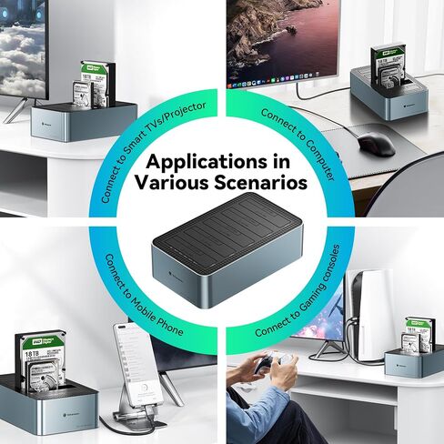 Yottamaster 5 Bay Offline Cloning Hard Drive Docking Station Aluminum for 2.5/3.5 Inch HDD/SSD, USB 3.0 Hard Drive Duplicator/Cloner Support UASP, 5 x 18TB with 12V 6.5A Power Adapter [KB500-C] in Saudi Arabia