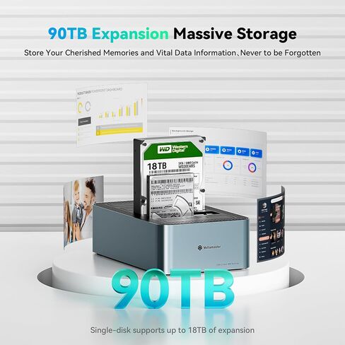 Yottamaster 5 Bay Offline Cloning Hard Drive Docking Station Aluminum for 2.5/3.5 Inch HDD/SSD, USB 3.0 Hard Drive Duplicator/Cloner Support UASP, 5 x 18TB with 12V 6.5A Power Adapter [KB500-C] in Saudi Arabia