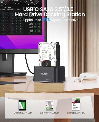 محطة إرساء محرك الأقراص الصلبة ORICO SATA إلى USB C USB 3.2 Gen 2 6Gbps لمحرك الأقراص الصلبة 2.5 3.5 بوصة SATA HDD SSD حتى 18 تيرابايت مع UASP [دعم USB-C وUSB-A] -6819C3 in Saudi Arabia