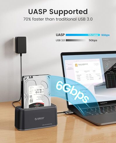 محطة إرساء محرك الأقراص الصلبة ORICO SATA إلى USB C USB 3.2 Gen 2 6Gbps لمحرك الأقراص الصلبة 2.5 3.5 بوصة SATA HDD SSD حتى 18 تيرابايت مع UASP [دعم USB-C وUSB-A] -6819C3 in Saudi Arabia