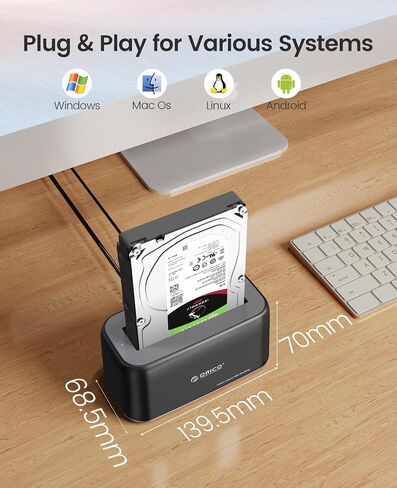 محطة إرساء محرك الأقراص الصلبة ORICO SATA إلى USB C USB 3.2 Gen 2 6Gbps لمحرك الأقراص الصلبة 2.5 3.5 بوصة SATA HDD SSD حتى 18 تيرابايت مع UASP [دعم USB-C وUSB-A] -6819C3 in Saudi Arabia