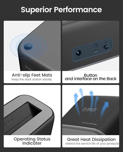 محطة إرساء محرك الأقراص الصلبة ORICO SATA إلى USB C USB 3.2 Gen 2 6Gbps لمحرك الأقراص الصلبة 2.5 3.5 بوصة SATA HDD SSD حتى 18 تيرابايت مع UASP [دعم USB-C وUSB-A] -6819C3 in Saudi Arabia