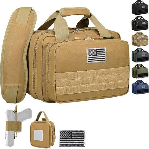 حقيبة DBTAC Gun Case Compact XS Plus | حقيبة مسدس تكتيكية 3x حقيبة إطلاق ناري مع سحاب قابل للقفل لنطاق الرماية والصيد في الهواء الطلق | جراب Molle + رقعة علم الولايات المتحدة + حافظة عالمية متضمنة in Kuwait