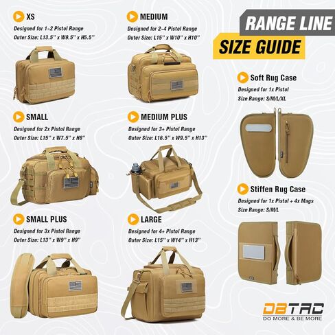 حقيبة DBTAC Gun Case Compact XS Plus | حقيبة مسدس تكتيكية 3x حقيبة إطلاق ناري مع سحاب قابل للقفل لنطاق الرماية والصيد في الهواء الطلق | جراب Molle + رقعة علم الولايات المتحدة + حافظة عالمية متضمنة in Kuwait