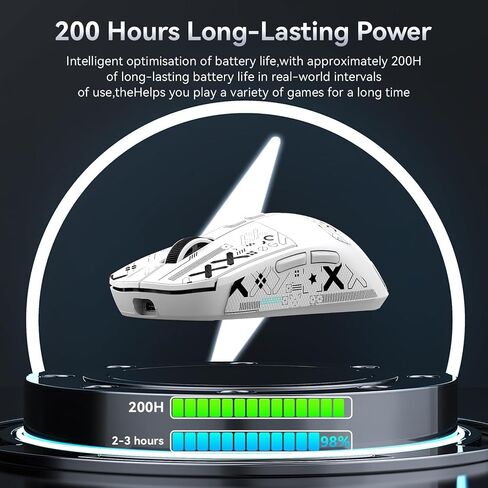 ATTACK SHARK X6 Lightweight Wireless Gaming Mouse with RGB Backlight Charging Base,Tri-Mode Wired/2.4GHz/BT5.2,26K DPI, PAW3395 Optical Sensor,HUANO Switch,5programmable Buttons,PC/Mac(White+Sticker) in Saudi Arabia