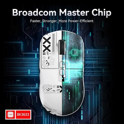 ATTACK SHARK X6 Lightweight Wireless Gaming Mouse with RGB Backlight Charging Base,Tri-Mode Wired/2.4GHz/BT5.2,26K DPI, PAW3395 Optical Sensor,HUANO Switch,5programmable Buttons,PC/Mac(White+Sticker) in Saudi Arabia