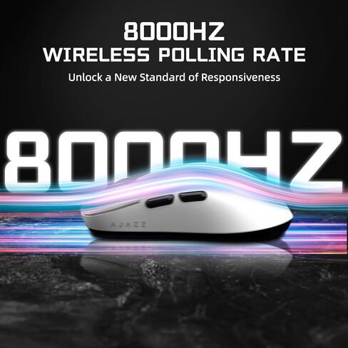 AJAZZ AJ159 APEX Wireless Gaming Mouse with Magnetic Charging Base, 56g Lightweight BT/2.4G/USB-C Wired Mouse, PAW3950APEX 42K DPI Optical Sensor, Programmable Buttons for PC/Mac/Win(White) in Kuwait