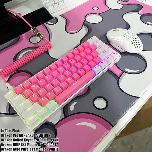 Kraken AERO - ماوس ألعاب لاسلكي Superlight، خفيف الوزن للغاية، لاسلكي خالٍ من التأخر، وضع مزدوج (2.4 جيجا هرتز + سلكي) متماثل، 26,000 نقطة في البوصة، PAW3395 متوافق مع جهاز الكمبيوتر/MAC (أسود) in Kuwait