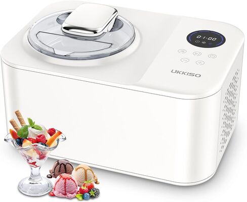 Ice Cream Maker for Home: 1.2L Automatic Ice Cream Maker Machine with LCD Display, Stainless Steel Homemade Ice Cream Maker Machine with Compressor for Home, Christmas Gift in Kuwait