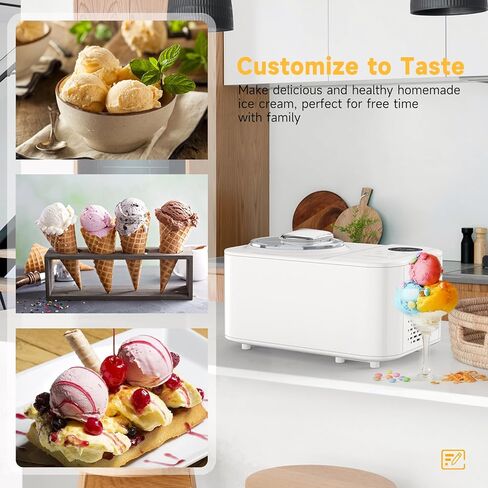 Ice Cream Maker for Home: 1.2L Automatic Ice Cream Maker Machine with LCD Display, Stainless Steel Homemade Ice Cream Maker Machine with Compressor for Home, Christmas Gift in Kuwait