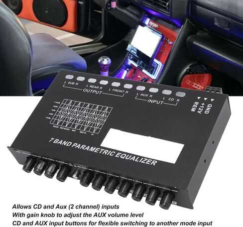 7 Band Car Audio Equalizer with Adjustable EQ Frequencies and High Level Speaker Inputs, for Enhanced Audio Experience, Rugged Metal Construction, and 6 Channel Stereo Outputs in Saudi Arabia
