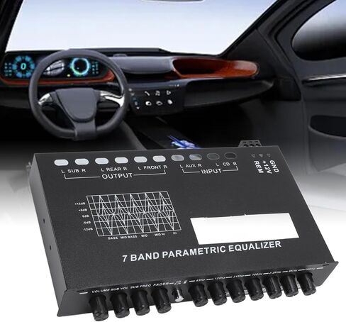 7 Band Car Audio Equalizer with Adjustable EQ Frequencies and High Level Speaker Inputs, for Enhanced Audio Experience, Rugged Metal Construction, and 6 Channel Stereo Outputs in Saudi Arabia