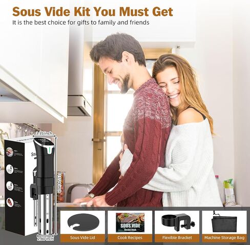 جهاز غمر جهاز Sous Vide بقدرة 1100 وات سريع التسخين من الفولاذ المقاوم للصدأ مع درجة حرارة دقيقة ومؤقت وشاشة لمس رقمية ووصفات أدوات المطبخ in Saudi Arabia