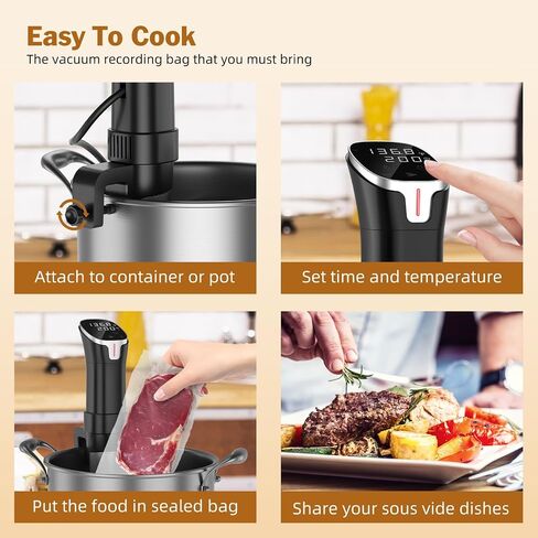 جهاز غمر جهاز Sous Vide بقدرة 1100 وات سريع التسخين من الفولاذ المقاوم للصدأ مع درجة حرارة دقيقة ومؤقت وشاشة لمس رقمية ووصفات أدوات المطبخ in Saudi Arabia
