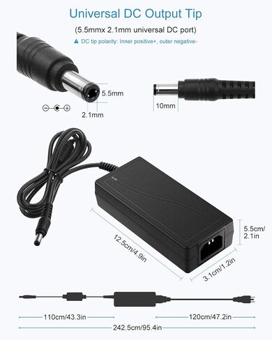 ALITOVE 24V 3A 72W AC to DC Adapter Power Supply Converter AC 100V ~ 240V to DC 24V 3amp Transformer with 5.5x2.1mm DC Output Jack for 5050 3528 LED Strip Module Light, CCTV Camera System in Kuwait
