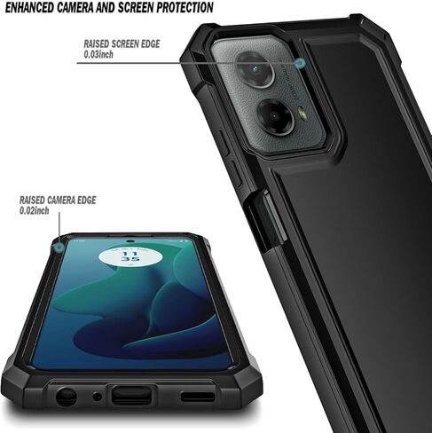 حافظة لهاتف Motorola Moto G 5G 2024 مع واقي شاشة مدمج، [تم اختبار السقوط من الدرجة العسكرية بطول 16FT] حافظة متينة مقاومة للصدمات لكامل الجسم لهاتف Moto G 5G 2024 (أسود) in Kuwait