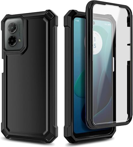 حافظة لهاتف Motorola Moto G 5G 2024 مع واقي شاشة مدمج، [تم اختبار السقوط من الدرجة العسكرية بطول 16FT] حافظة متينة مقاومة للصدمات لكامل الجسم لهاتف Moto G 5G 2024 (أسود) in Kuwait