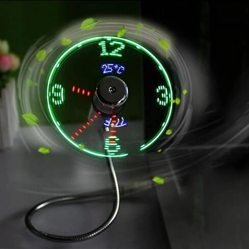 مروحة USB صغيرة من سايتاي مع ساعة في الوقت الحقيقي وعرض درجة الحرارة، مروحة ساعة LED محمولة شخصية USB، أدوات ألعاب مضحكة USB هدايا للرجال والنساء والمكتب والمنزل (درجة الحرارة) in Saudi Arabia
