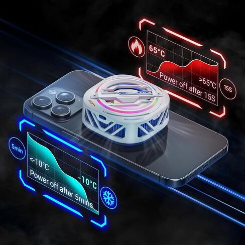 Black Shark Magnetic Cell Phone Cooler, RGB Phone Cooling Fan Portable Lightweight Mobile Phone Cooling Fan, Phone Radiator with Larger Cooling Area for Phone/Tablet/IPad (White) in Saudi Arabia