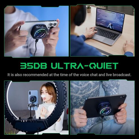 Black Shark Magnetic Cell Phone Cooler, RGB Phone Cooling Fan Portable Lightweight Mobile Phone Cooling Fan, Phone Radiator with Larger Cooling Area for Phone/Tablet/IPad (White) in Saudi Arabia