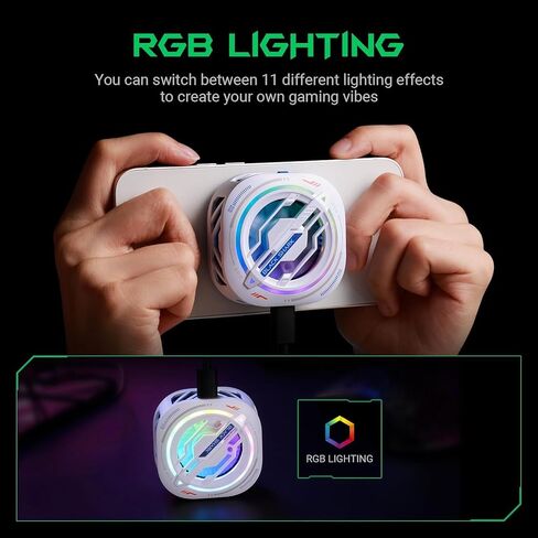 Black Shark Magnetic Cell Phone Cooler, RGB Phone Cooling Fan Portable Lightweight Mobile Phone Cooling Fan, Phone Radiator with Larger Cooling Area for Phone/Tablet/IPad (White) in Saudi Arabia