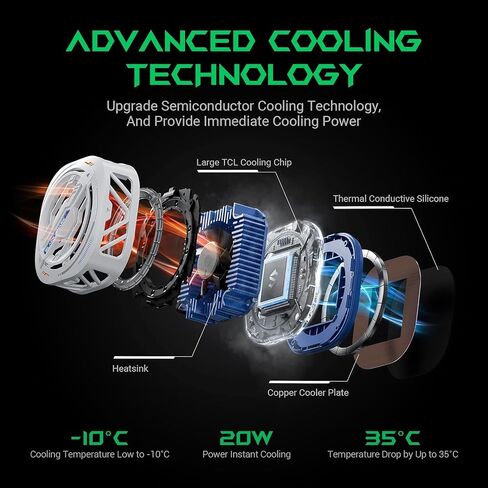 Black Shark Magnetic Cell Phone Cooler, RGB Phone Cooling Fan Portable Lightweight Mobile Phone Cooling Fan, Phone Radiator with Larger Cooling Area for Phone/Tablet/IPad (White) in Saudi Arabia