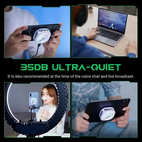 Black Shark Magnetic Cell Phone Cooler, RGB Phone Cooling Fan Portable Lightweight Mobile Phone Cooling Fan, Phone Radiator with Larger Cooling Area for Phone/Tablet/IPad (White) in Saudi Arabia