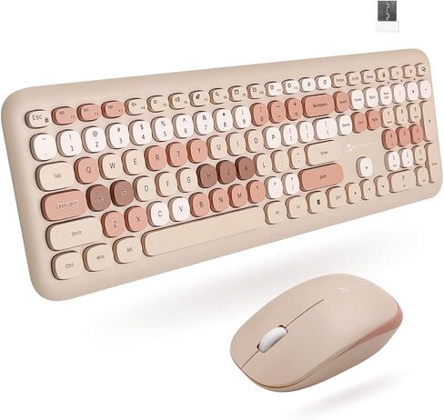 X9 Colorful Keyboard and Mouse Combo - 2.4Ghz Wireless - Transform Your Space with a Cute Wireless Keyboard and Mouse Set (110 Keys and 18 Shortcuts) - for PC and Chrome (Brown) in Saudi Arabia