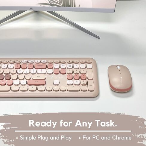 X9 Colorful Keyboard and Mouse Combo - 2.4Ghz Wireless - Transform Your Space with a Cute Wireless Keyboard and Mouse Set (110 Keys and 18 Shortcuts) - for PC and Chrome (Brown) in Saudi Arabia