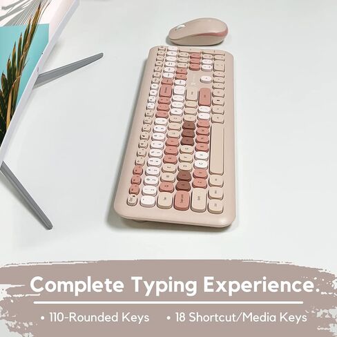 X9 Colorful Keyboard and Mouse Combo - 2.4Ghz Wireless - Transform Your Space with a Cute Wireless Keyboard and Mouse Set (110 Keys and 18 Shortcuts) - for PC and Chrome (Brown) in Saudi Arabia