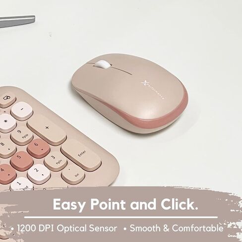X9 Colorful Keyboard and Mouse Combo - 2.4Ghz Wireless - Transform Your Space with a Cute Wireless Keyboard and Mouse Set (110 Keys and 18 Shortcuts) - for PC and Chrome (Brown) in Saudi Arabia