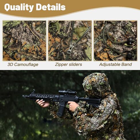 MOPHOTO Ghillie Suit بدلات صيد مموهة مورقة ثلاثية الأبعاد، بدلات وودلاند جيلي بدلات جيلي للرجال، بدلات صيد مموهة بأوراق الشجر in Saudi Arabia