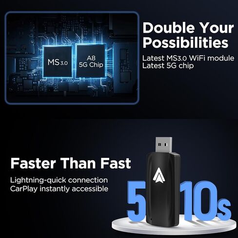 Android Auto Wireless Adapter for Car Android auto Small Car Dongle for OEM Wired Car Model 2017+ Play Plug USB C to A, USB A Extension Cable, 90 Degree USB A Adapter, 3 Adapters, U2A-AIR in Kuwait