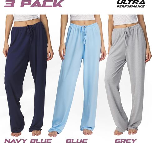 Ultra Performance Womens Pajama PJ Pants 3 Pack Lounge Bottoms Pajamas for Women (Avail in Plus Sizes) in Kuwait