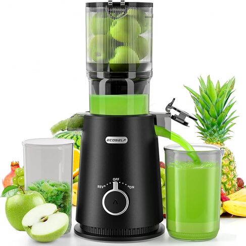 Juicer Machines, ECOSELF Cold Press Juicer with 4.35" Large Feed Chute Fit Whole Fruits & Vegetables, Slow Masticating Juicer Self Feeding Effortless for Batch Juicing, High Juice Yield in Saudi Arabia