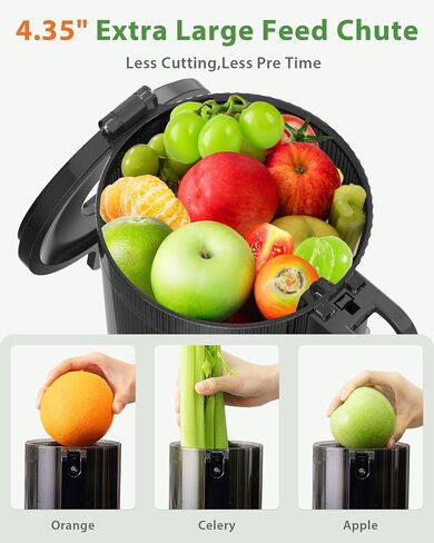 Juicer Machines, ECOSELF Cold Press Juicer with 4.35" Large Feed Chute Fit Whole Fruits & Vegetables, Slow Masticating Juicer Self Feeding Effortless for Batch Juicing, High Juice Yield in Saudi Arabia