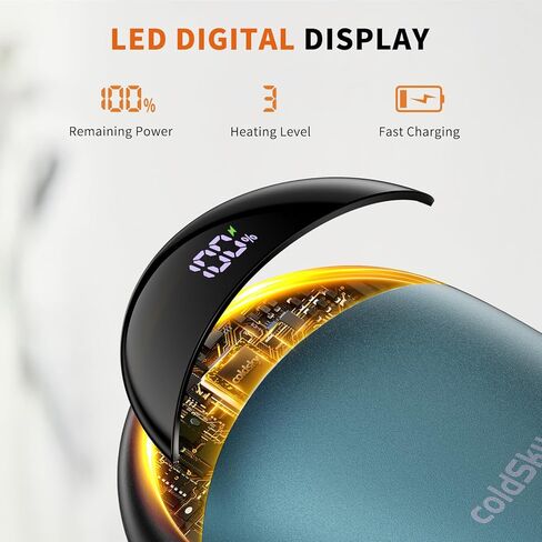 تدفئة اليد القابلة لإعادة الشحن، 2 حزمة من دفء اليد الكهربائية المغناطيسية مع شاشة رقمية، جهاز تدفئة اليد المحمول للجيب، للرجال والنساء، في الهواء الطلق، والألعاب، والتخييم، والصيد in Kuwait