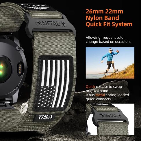 USA Ultra Series Compatible for Fenix Watch Band Replacement,Quickfit 22mm 26mm Rugged Nylon Fenix 8 6 5 7 Bands,Compatible for Fenix 8 47MM 51mm/ Fenix 7X/Fenix 6X/Fenix 5X/Enduro 2/Tactix in Kuwait