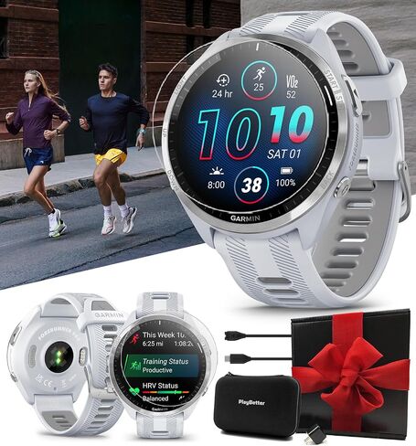 Garmin Forerunner 965 (Black/Powder Gray) Running & Triathlon GPS Smartwatch Gift Box Bundle - AMOLED Display, Lightweight, 31-Hour Battery - Includes PlayBetter Screen Protectors, Wall Adapter & Case in Saudi Arabia