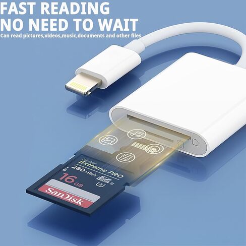 (Apple MFi Certified) Lightning to SD Card Camera Reader for iPhone,Trail Camera Viewer SD Memory Card Reader Adapter Compatible with iPhone 14/13/12/11/XS/XR/X/8/7/iPad,Plug and Play in Kuwait